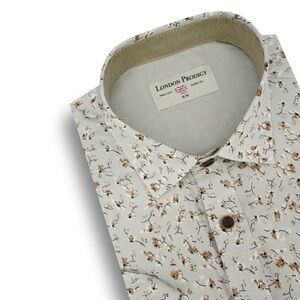 Men's Cream Floral Button Down Shirt